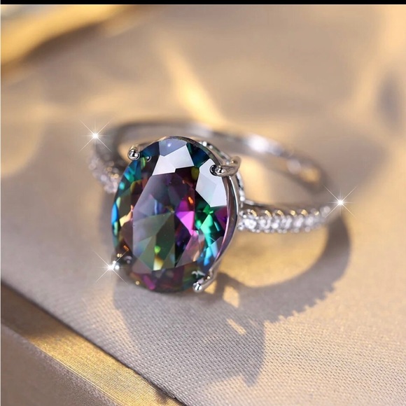 COPY - Mystic topaz oval ring large statement ring - Picture 4 of 4